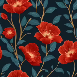 a flower and leaf pattern is painted on a black background