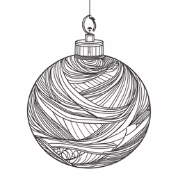 a hand drawn christmas ball with ornaments hanging on it