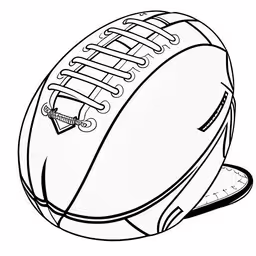 an outline image of a football on white background,a sports football that has no laces or holes,a drawing of a ball in the air,a football with a rope on top,a rugby ball with laces on its nose