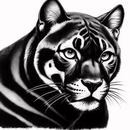 a tiger drawn in black and white