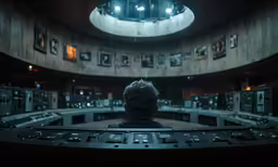 man looking at many different machines inside the room
