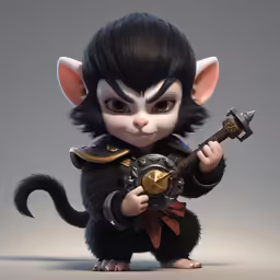 a cartoon style character holding an axe with two arms
