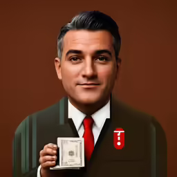 an image of a man with a money and jacket