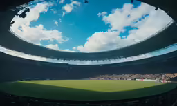 the inside of a soccer stadium where many fans are sitting