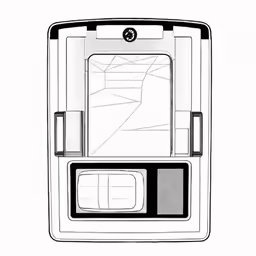 a drawing of the rear window of a bus