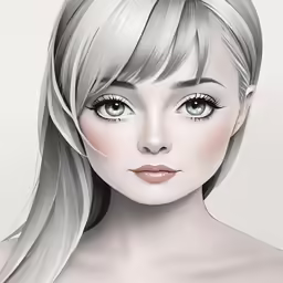 a beautiful blonde girl with a long, silver hair