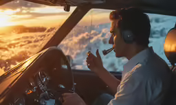 a man wearing headphones and sitting in an airplane