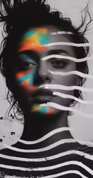 a woman has painted stripes on her body