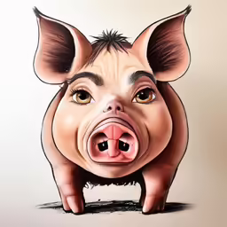 a pig with a strange nose in the middle of its nose