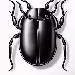 a black bug sitting on top of a white surface