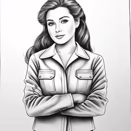 a woman in an industrial suit posing with her arms crossed