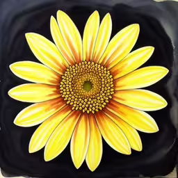 a painting that has a yellow flower on it