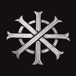 an artisticly designed cross in silver