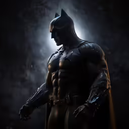 the dark knight from batman ark has his hands in his pocket