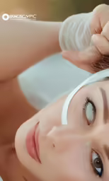 a woman holding an object up to her face