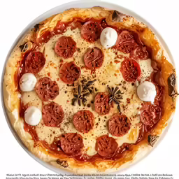 the pepperoni and cheese pizza with basil sprinkled on it
