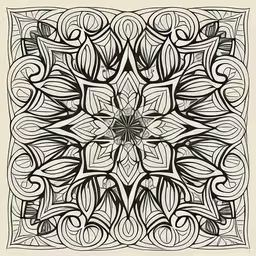 the design for the coloring book,a hand drawn illustration of a modern art nouveau design with a white background