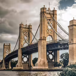 an old bridge over a body of water