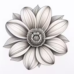 a black and white drawing of a large flower