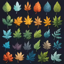 an image of colorful autumn leaves on black