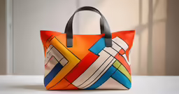 a bag is made with geometrics and black straps
