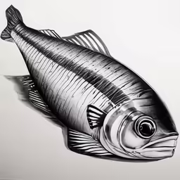 a drawing of a fish in pencil
