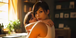 two females posing next to each other and posing for the camera