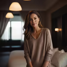 woman standing in a room smiling at the camera