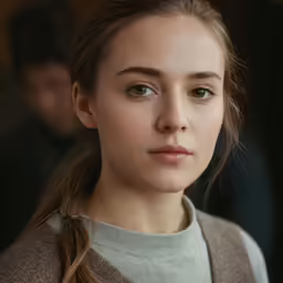 a woman with brown eyes and a ponytail braid