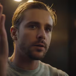 man with camera focused on a light turned on