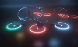 a group of lit up circles on a floor