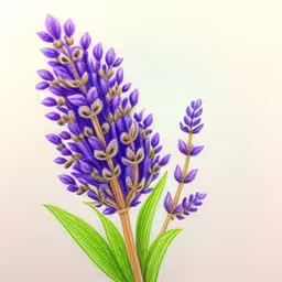 a drawing of purple flowers with green stems