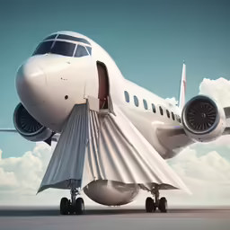 the front view of an aircraft with its open door