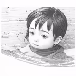 a little girl with her nose stuck in the blanket