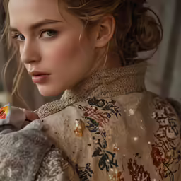 a woman holding a white candy next to her face