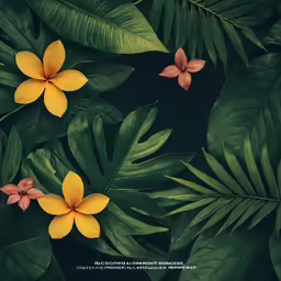 the background with tropical leaves and flowers