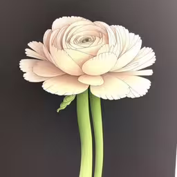 a white flower with green stems is shown