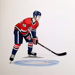 a painting of a hockey player skating on the ice