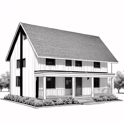 a small cottage with a porch and windows
