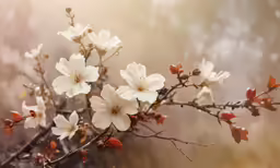 white flowers are growing in the rain