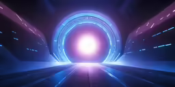 an abstract tunnel filled with blue lights