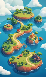 several small islands that have trees on them