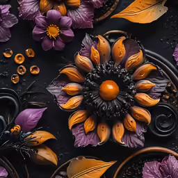 a bunch of flowers in bowl that are on the ground