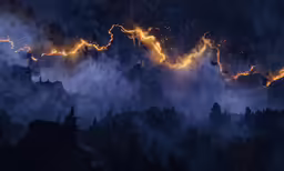 a painting of a sky filled with lightning