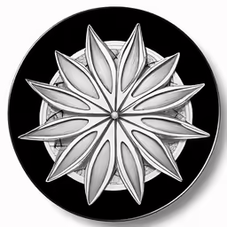 a round object with several white flowers on it
