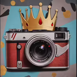 an old photo with a crown on top