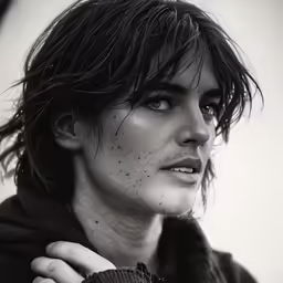 a close up photo of a person with freckles on