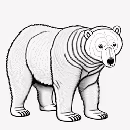 /tmp/FOOQ4spCT.jpg = the black and white drawing shows a bear with stripes on its body
,/tmp/FOOQ4spCT.jpg = a black and white image of a bear
,/tmp/FOOQ4spCT.jpg = an adult polar bear in a black and white picture
,/tmp/FOOQ4spCT.jpg = a bear that has no body or head
,/tmp/FOOQ4spCT.jpg = a bear with a long neck standing on one leg
,/tmp/FOOQ4spCT.jpg = an illustration of a large polar bear from the front with lines running
,/tmp/FOOQ4spCT.jpg = an adult bear is walking across the floor
