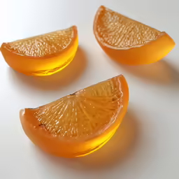 three cut lemons and two halves are sitting on the surface