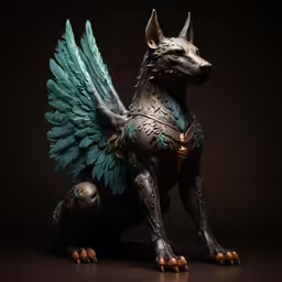 the statue has wings and wings on its body